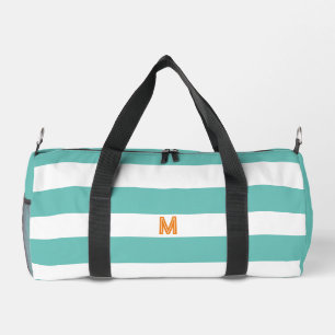 Sac De Sport Turquoise bande de cabane et monogramme orange per