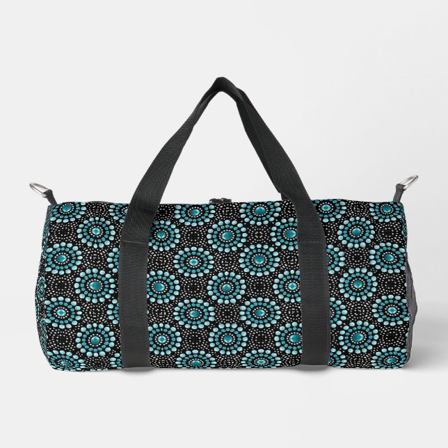 Sac De Sport Turquoise élégant sur Black Modern Popular Dot Art (Recto)