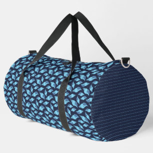 SAC DE SPORT TURQUOISE ET MARINE BLUE SEASHELLES & ROPE MOTIF