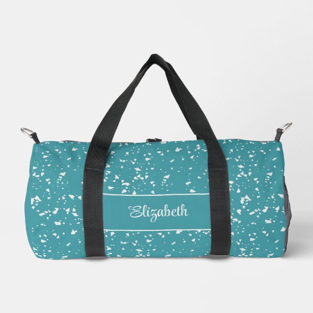 Sac De Sport Turquoise Terrazzo Nom personnalisé (Recto)