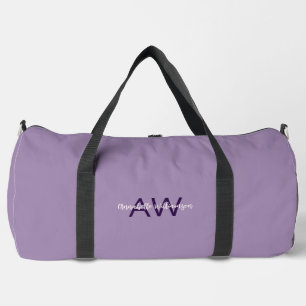 Sac De Sport Type de script sophistiqué Initiales et nom Violet