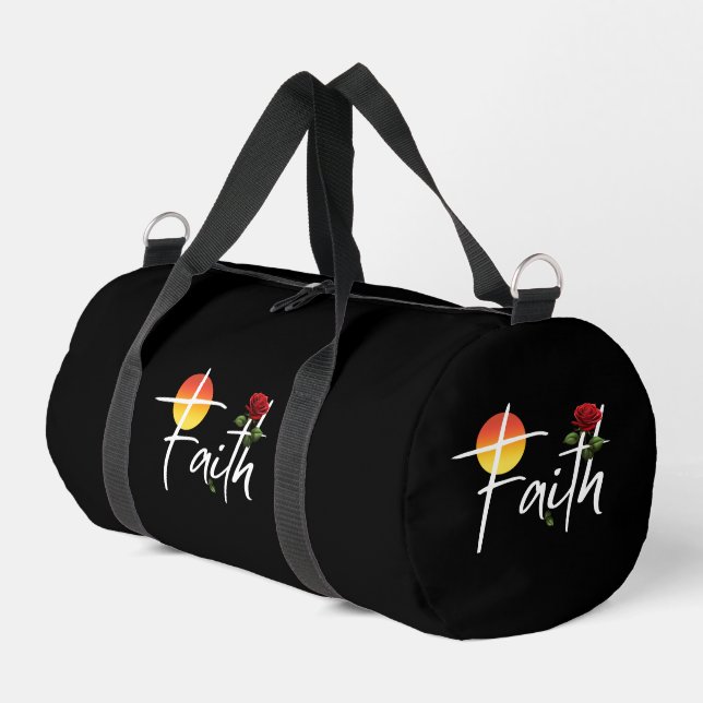 Sac De Sport Typographie de la foi avec des roses (Coin gauche)