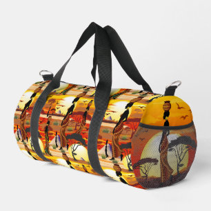 Sac De Sport Une belle femme africaine Silhouette sur les solei