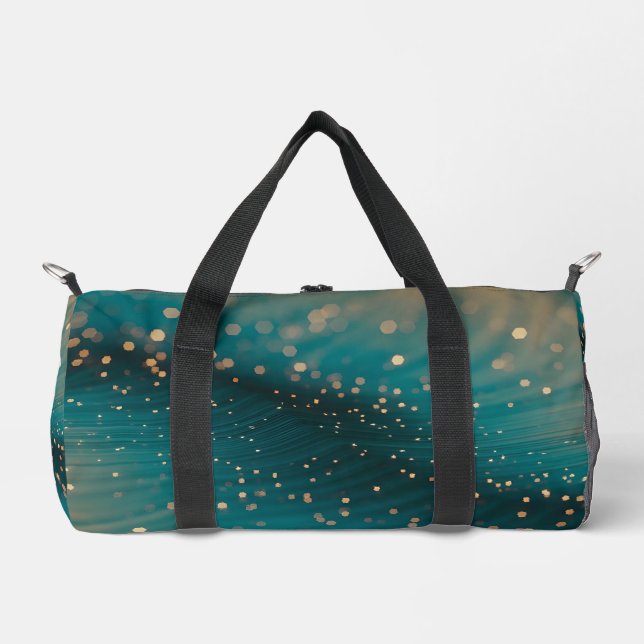 Sac De Sport Vague de particules Turquoises et d'or Abstraites (Recto)