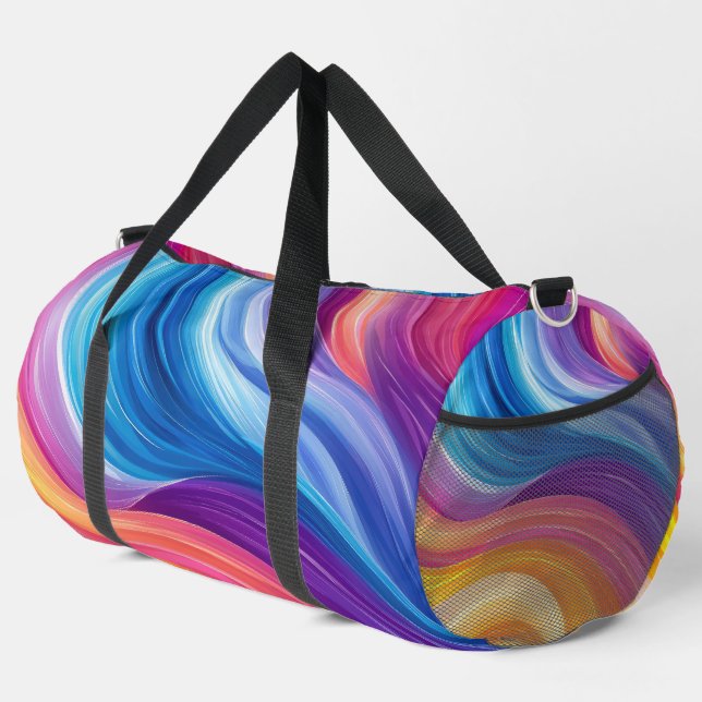 SAC DE SPORT VAGUES ABSTRAITES PURPLE BLUE ORANGE JAUNE (Coin droit)