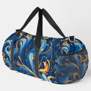Sac De Sport Vagues royales de fantaisie Bleu & Or Tourbillons