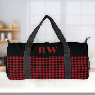 Sac De Sport Vérification carreaux plaid buffle rouge noir Mono