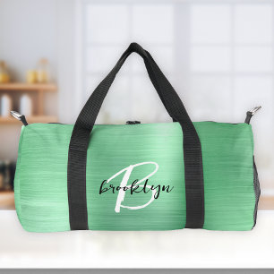 Sac De Sport Vert Menthe Monogramme Métal Brossé Noir Blanc