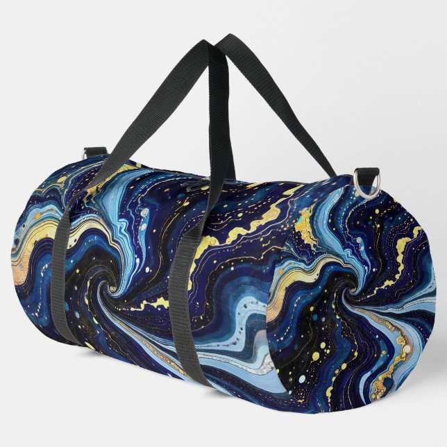 Sac De Sport Vibrant Swirls of Blue and Gold 3 (Coin gauche)