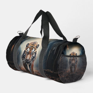 Sac De Sport Vieux tigre noir et orange dans la forêt surréelle