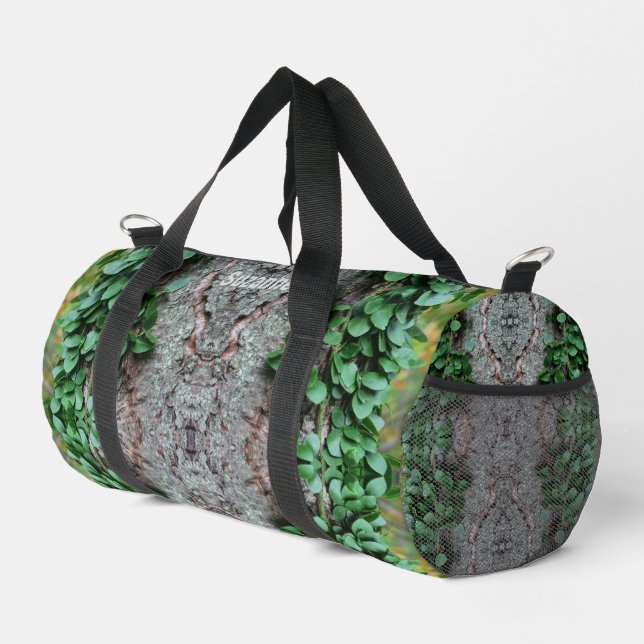 Sac De Sport Vin vert feuillus sur miroir d'arbre Abstrait (Coin droit)