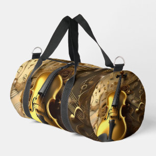 Sac De Sport Viole d'or vintage sur cordes musicales dorées,