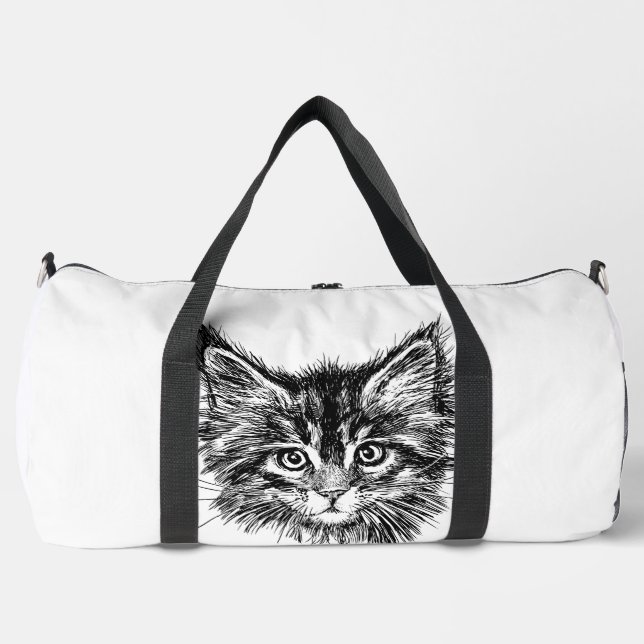 Sac De Sport Visage de Kitten noir et blanc (Recto)