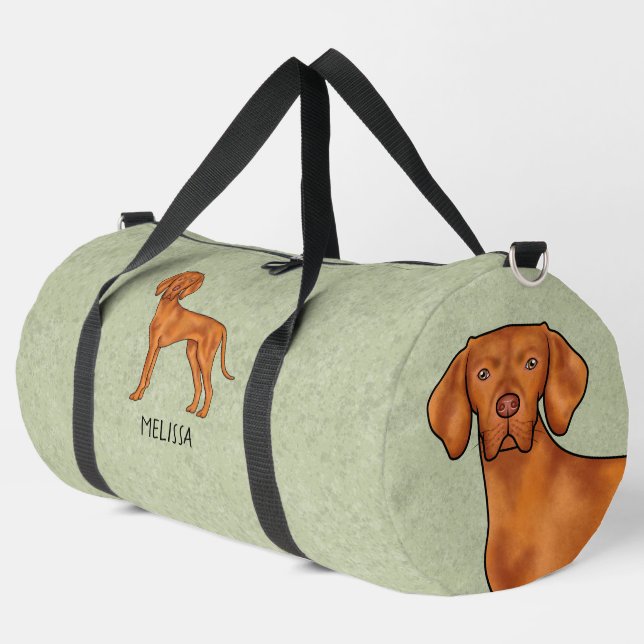 Sac De Sport Vizsla Hongrois mignon Pointeur Chien Avec Le Nom  (Coin gauche)