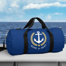 Votre bateau ou nom Ancre Gold Laurel Star Navy