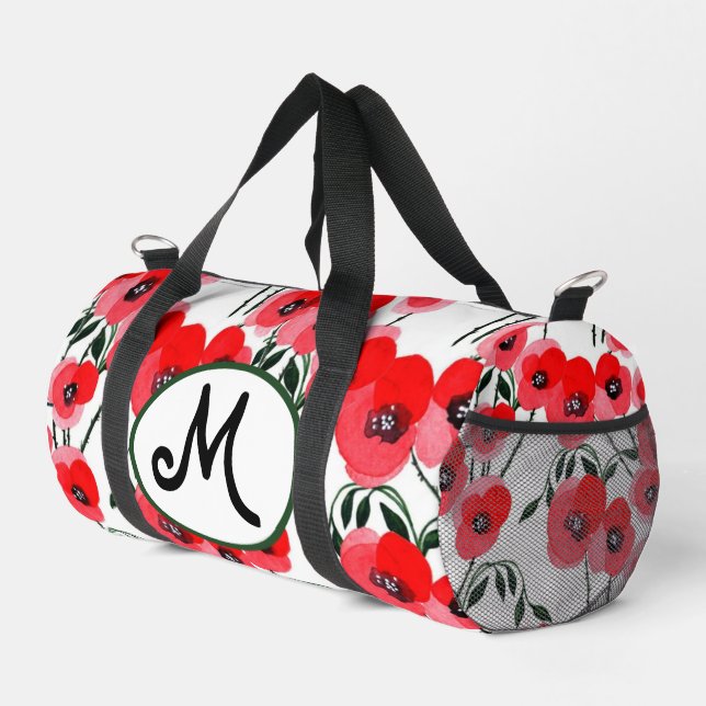 Sac De Sport Watercolor poppy flowers botanical (Coin droit)