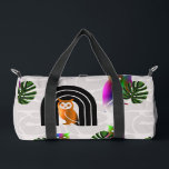 Sac De Sport Whimsical Boho Owl & Tropical Monstera Leaf<br><div class="desc">Embrace a blend of mystical charm and tropical vibes with this unique surface pattern. Featuring a rhythmic arrangement of wise owls nestled in boho-style arches alongside iridescent owls and lush Monstera leaves, this design is perfect for those who love eclectic and modern nature-inspired aesthetics. Whether you are looking to create...</div>