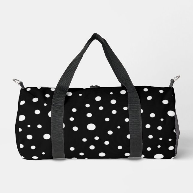 Sac De Sport White Polka Dots on Black Small (Recto)