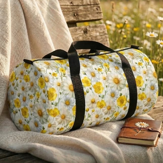 Sac De Sport Yellow Watercolor Wildflower Pattern  (Créateur téléchargé)