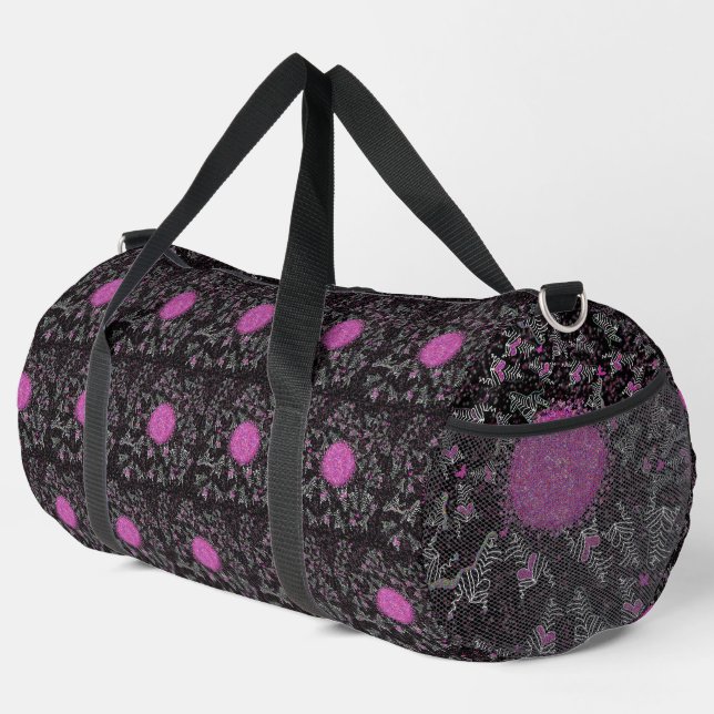 Sac De Sport Zèbre disco noir blanc et rose moderne (Coin droit)