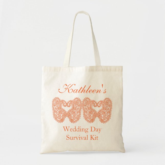 Sac de survie Orange Paisley Wedding Day (Devant)