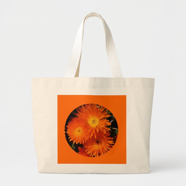 Sac de toile, fleurs oranges, cercle # 7 (Devant)
