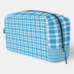 Sac de toilette à carreaux bleus et blancs