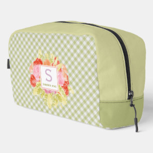Sac de toilette à carreaux vert printemps chic