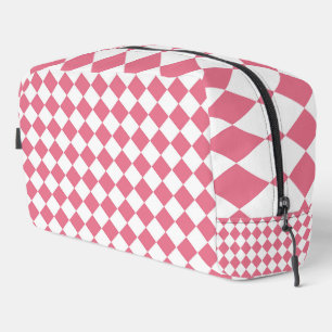 Sac de toilette à motif à carreaux diamantés rose