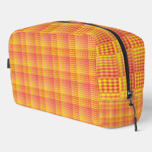 Sac de toilette à motif abstrait damier rouge jaun
