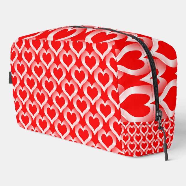 Sac de toilette à motif coeurs rouges blancs (Coin droit)