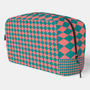 Sac de toilette à motif diamant à carreaux rose cy