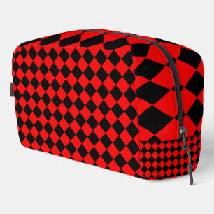 Sac de toilette à motif diamant à carreaux rouges