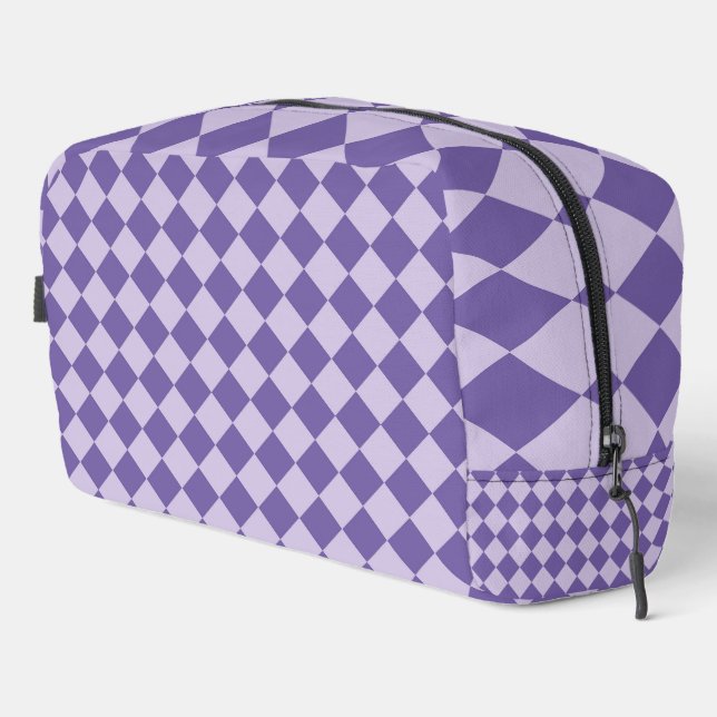 Sac de toilette à motif diamant à carreaux violets (Coin droit)