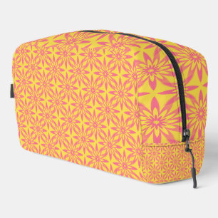 Sac de toilette à motif floral rose et jaune sans