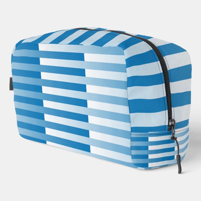Sac de toilette à motif rayé bleu blanc (Coin droit)
