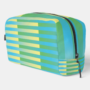 Sac de toilette à motif rayé bleu jaune vert