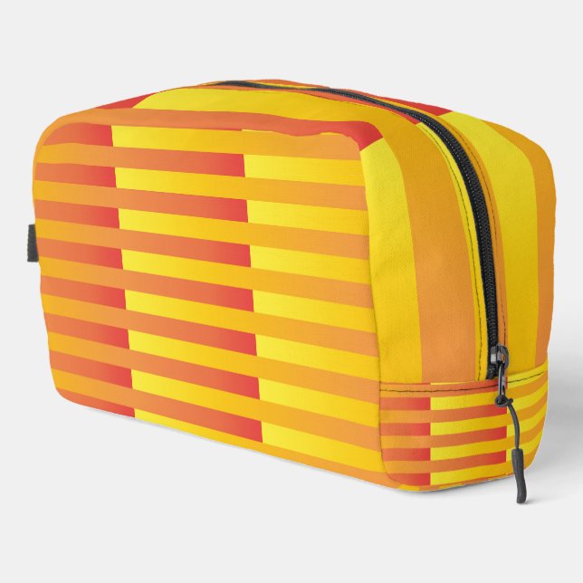 Sac de toilette à motif rayé jaune orange (Coin droit)