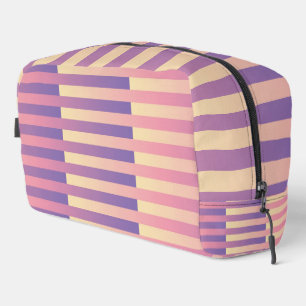 Sac de toilette à motif rayé rose violet jaune