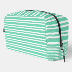 Sac de toilette à motif rayures blanches aquamarin