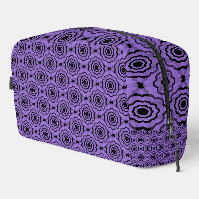 Sac de toilette à motif sans couture de fleur noir (Coin droit)