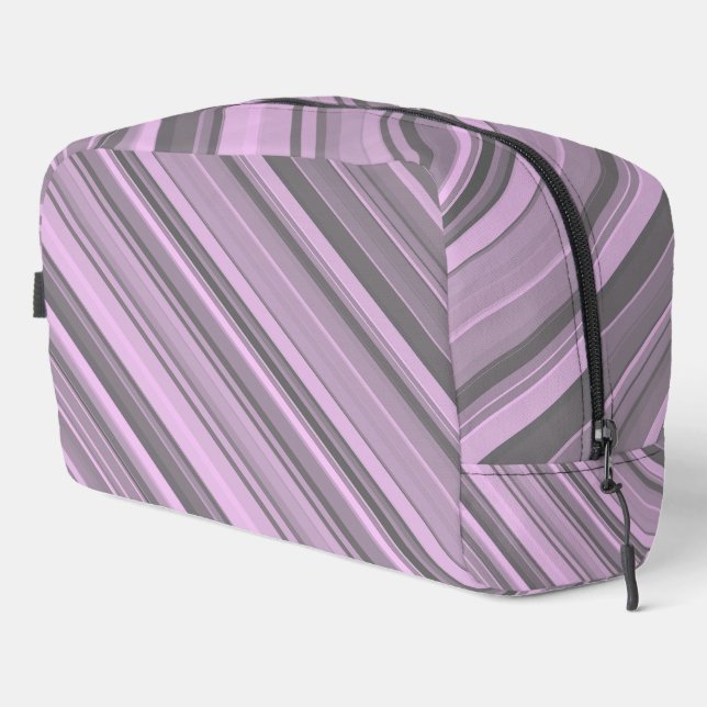 Sac de toilette à rayures grises violettes (Coin droit)