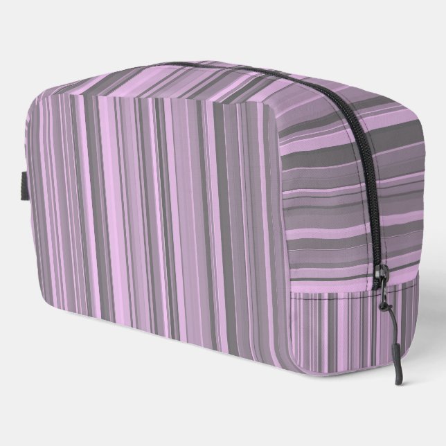 Sac de toilette à rayures grises violettes (Coin droit)