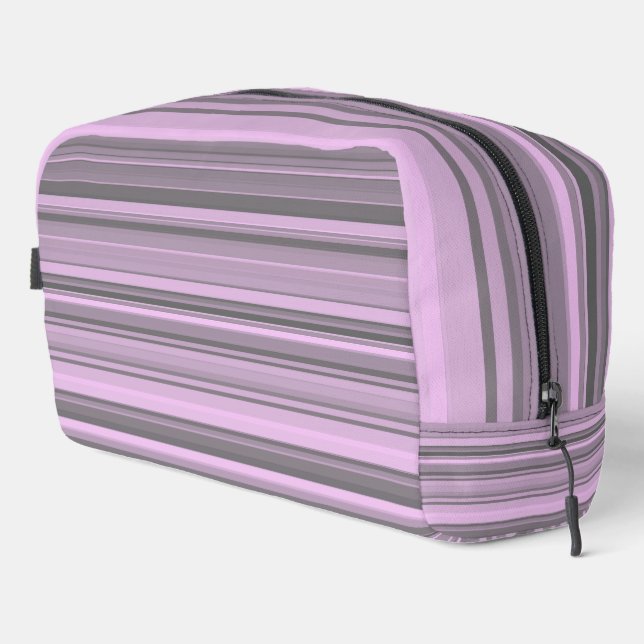 Sac de toilette à rayures grises violettes (Coin droit)