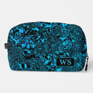 Sac de toilette en bleu clair vibrant avec monogra