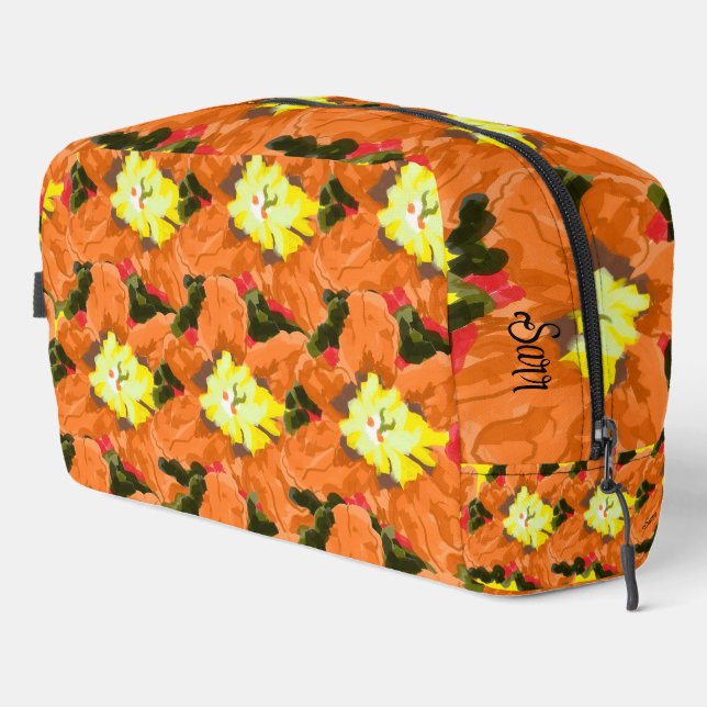 Sac de toilette : Fleur orange (Coin droit)