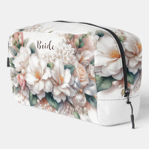 Sac de toilette floral Gardenia blanc et Perles