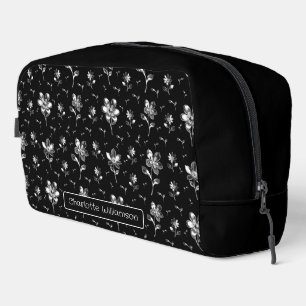 Sac de toilette Floral Noir Et Silver Nom