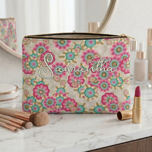 Sac de toilette floral rétro élégant à motif de fl