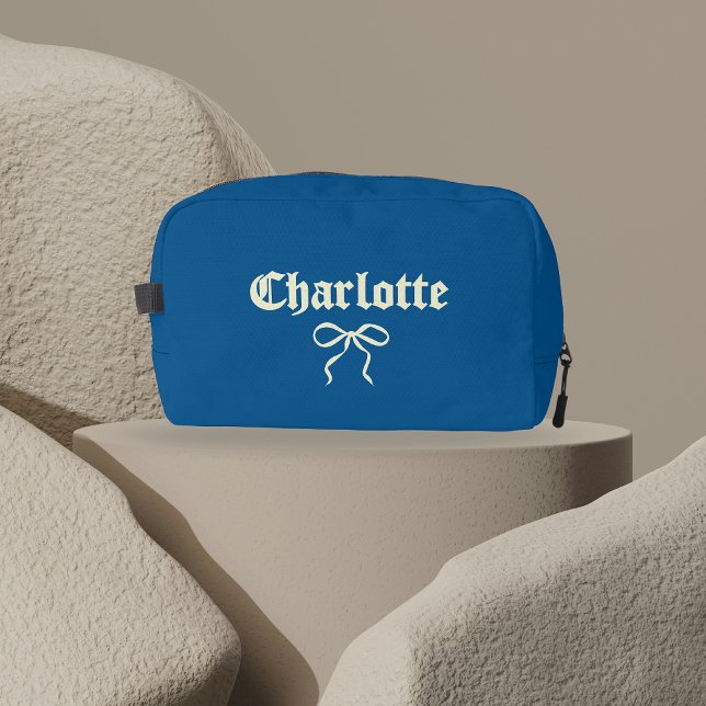 Sac de toilette gothique bleu personnalisé pour fe (bridesmaid gift, bridal shower gift, bachelorette gift, custom makeup bag, travel makeup bag,)